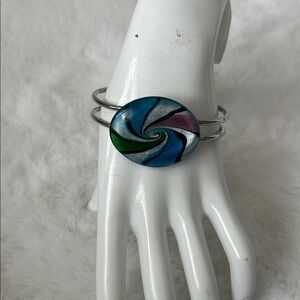 Elegant Swirl Bangle Bracelet with Silver Accents